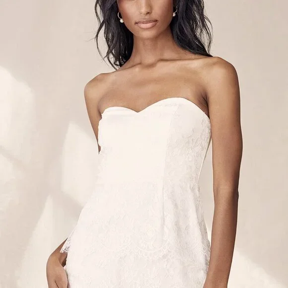 NWT Lulus End With A Kiss White Floral Lace Strapless Tiered Maxi Dress - Picture 2 of 8